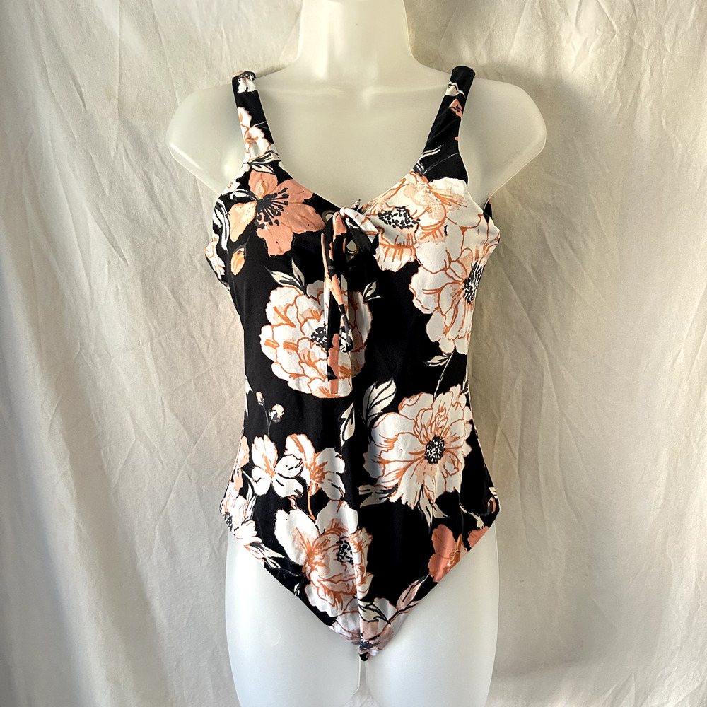 Roxy Womens One Piece M Floral Coverage Modest Vacation Cruise Beach Poolside